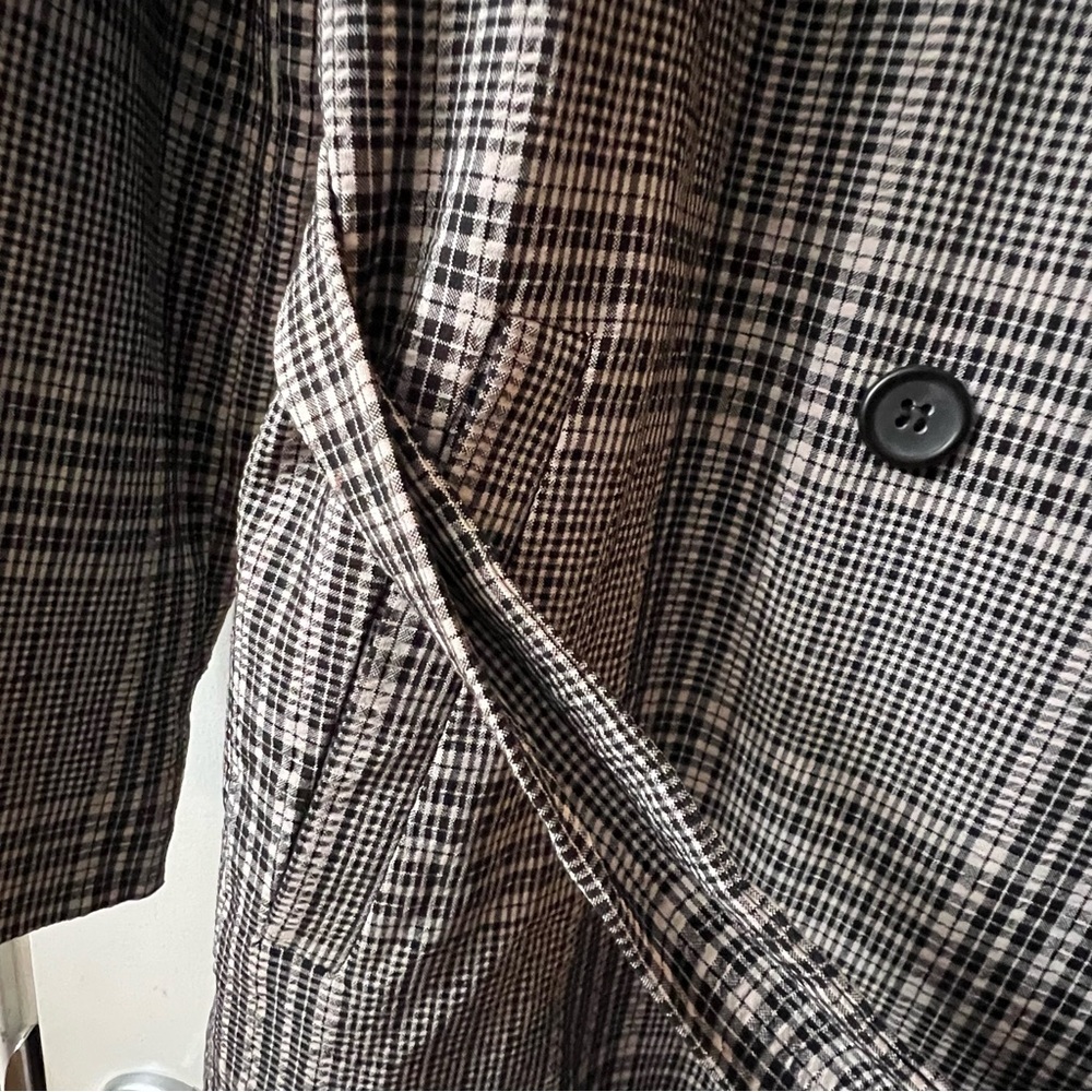 ZARA Women's Grey Check Blazer With Belt Double Breasted Jacket Size M - Picture 9 of 10